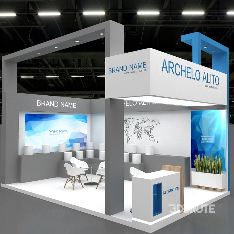 exhibition booth stand 3d Model Image 8