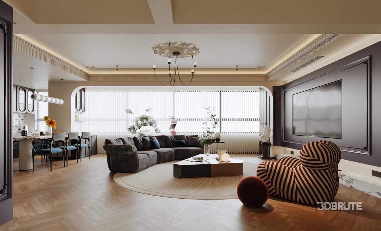 Luxurious living room and dining room kitchen Image 1