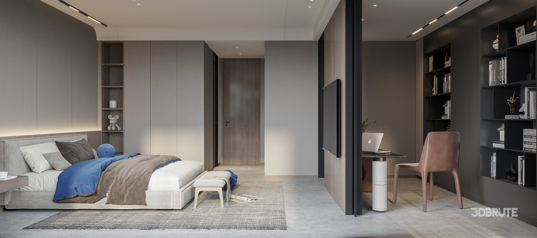 modern bedroom and bathroom Image 1