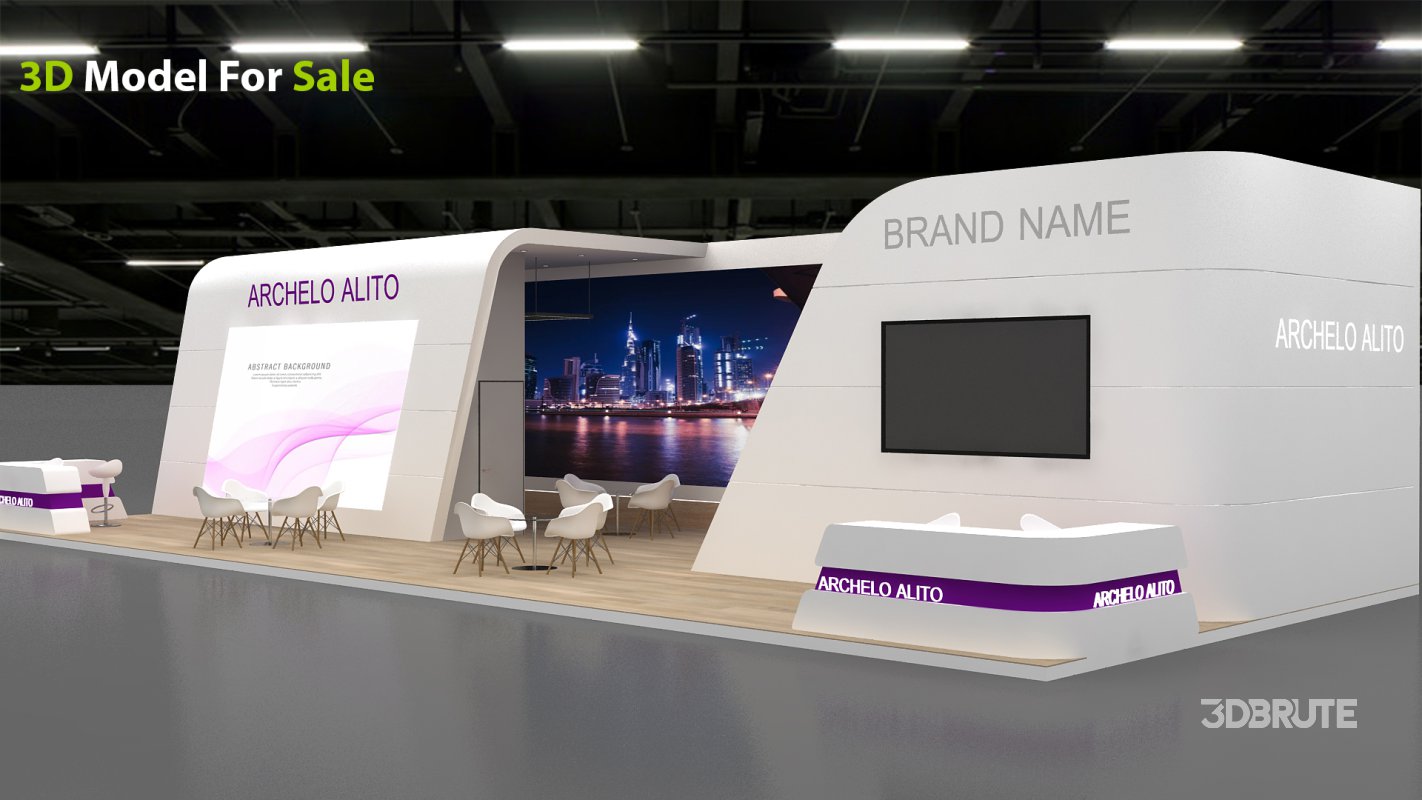 exhibition booth stand 3d Model Image 5