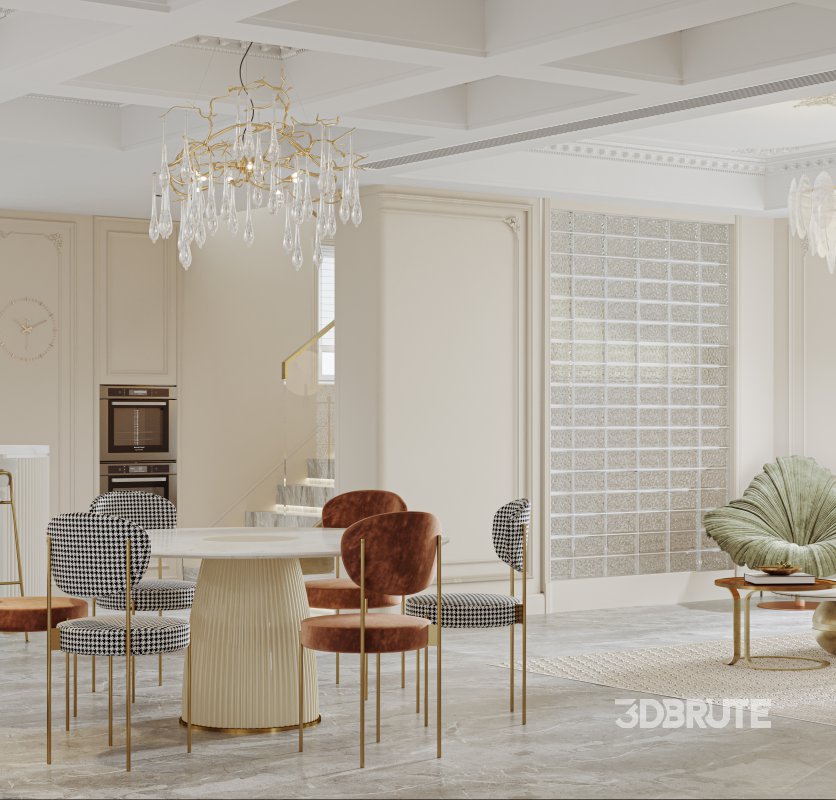 Luxurious living room and dining room office room Image 8