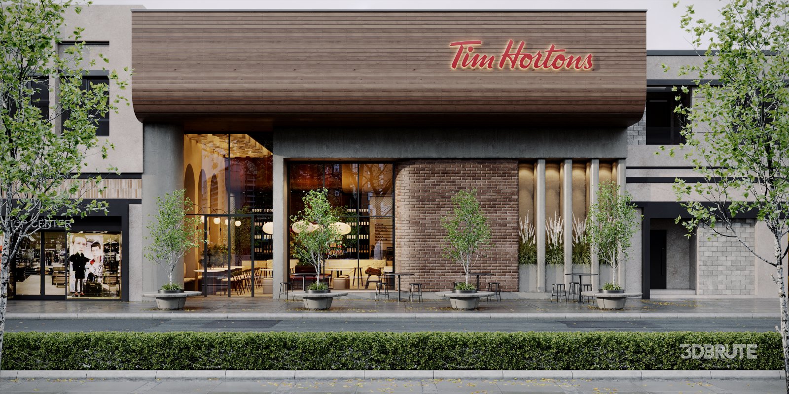 Coffee Shop 3D Model – Interior & Exterior | 3ds Max + Corona Renderer Image 1