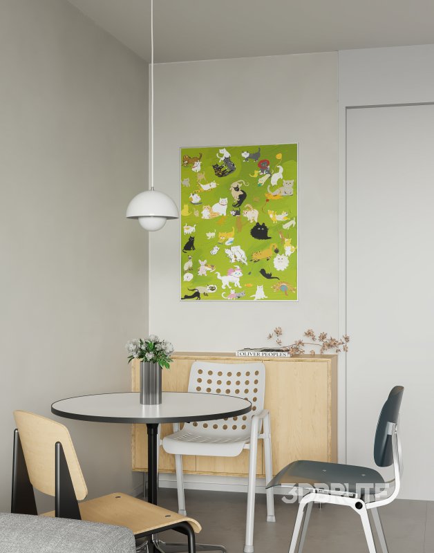 Modern living room and dining room interior scene Image 6