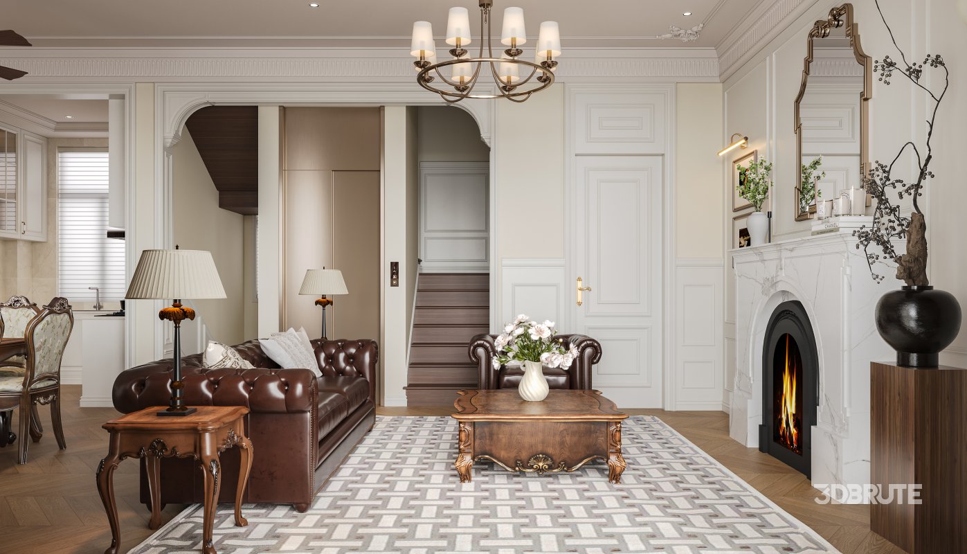 Luxurious classic living room and dining room Image 3