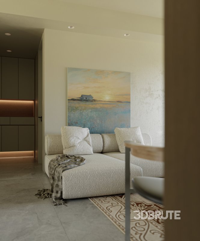 Modern living room and dining room interior scene Image 4