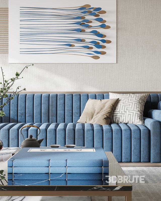 Modern living room and dining room interior scene Image 6