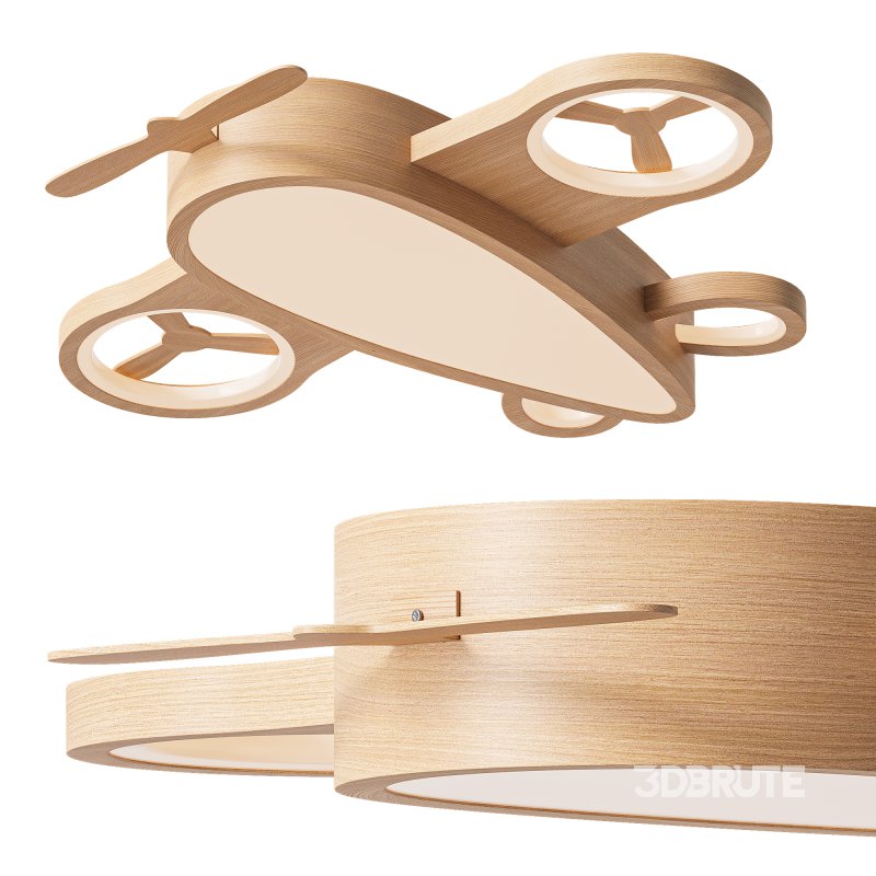 Cartoon Wood Aircraft LED Kids Ceiling Light Image 2