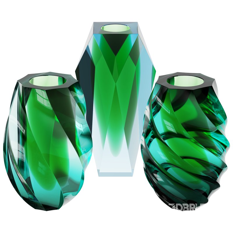 Gema Twist Underlaid Vases Beryl Reseda Set by MOSER Image 1