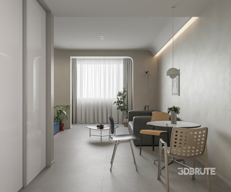 Modern living room and dining room interior scene Image 3
