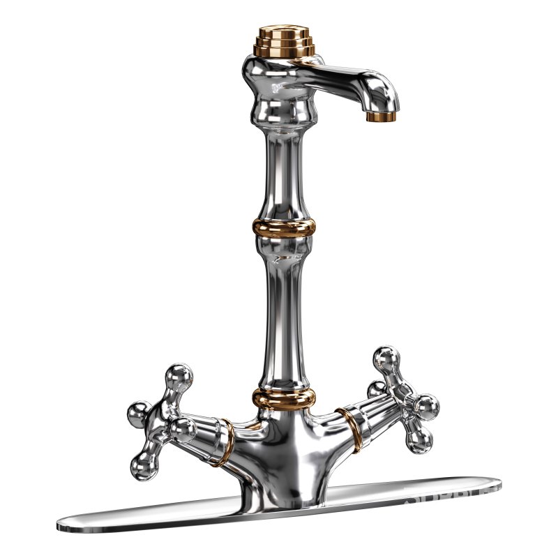 Kitchen Faucet Vintage White Cross 2 Handles Single Hole Image 3