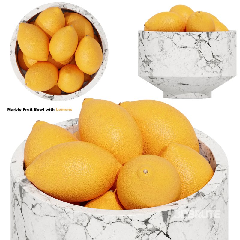 Marble Fruit Bowl with Lemons Image 1