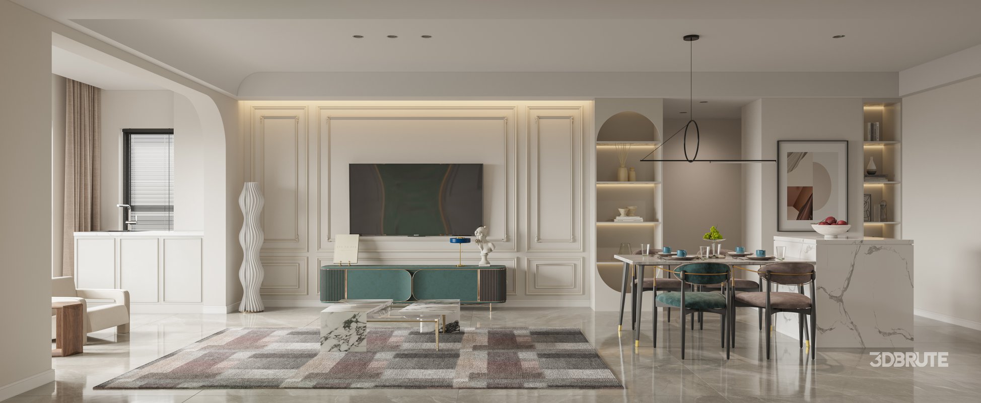 Luxurious living room and dining room Image 2