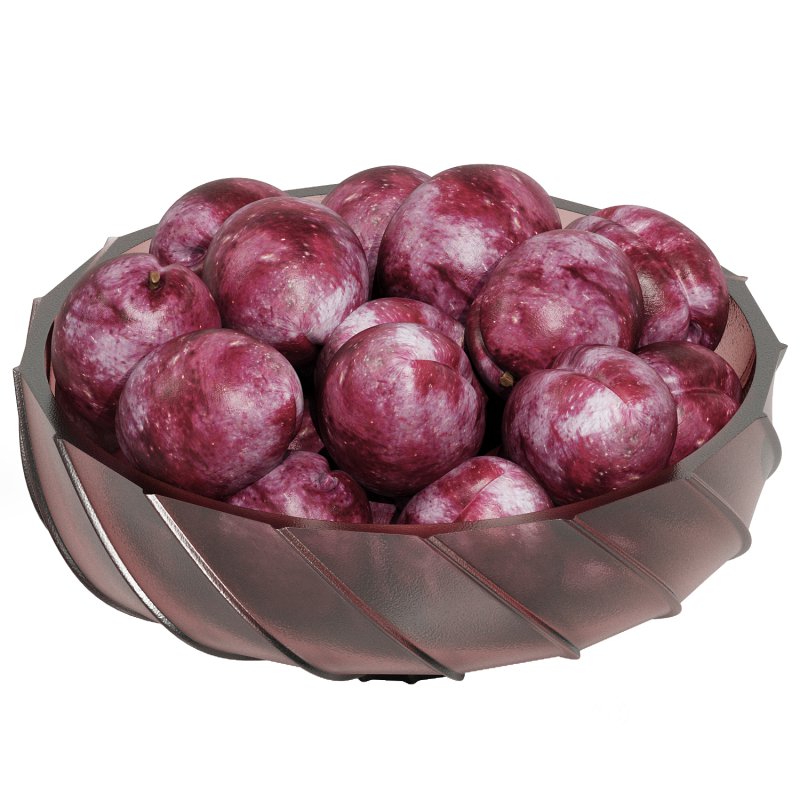 Low Glass Bowl Centerpiece with Plums Image 3
