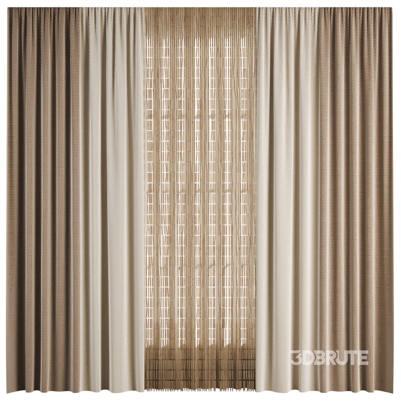 Silk and Wooden String Curtain 056 Image 1