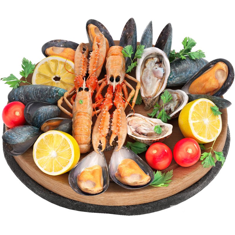 seafood plate of langoustines oysters and mussels Image 1