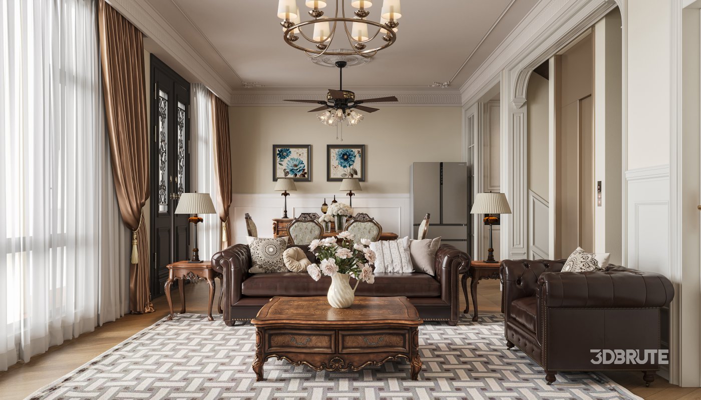 Luxurious classic living room and dining room Image 7