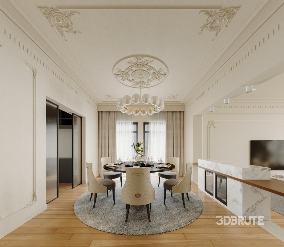 Luxurious living room and dining room Image 1