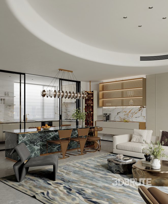 Luxurious living room and dining room Image 3