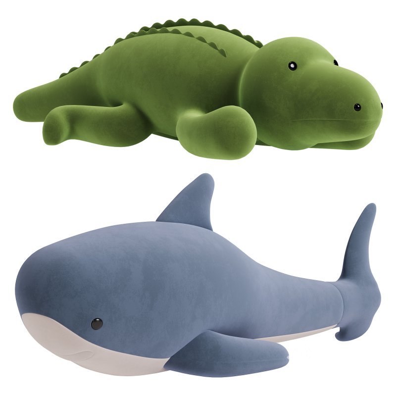 Shark and Crocodile Plush Toy Image 1