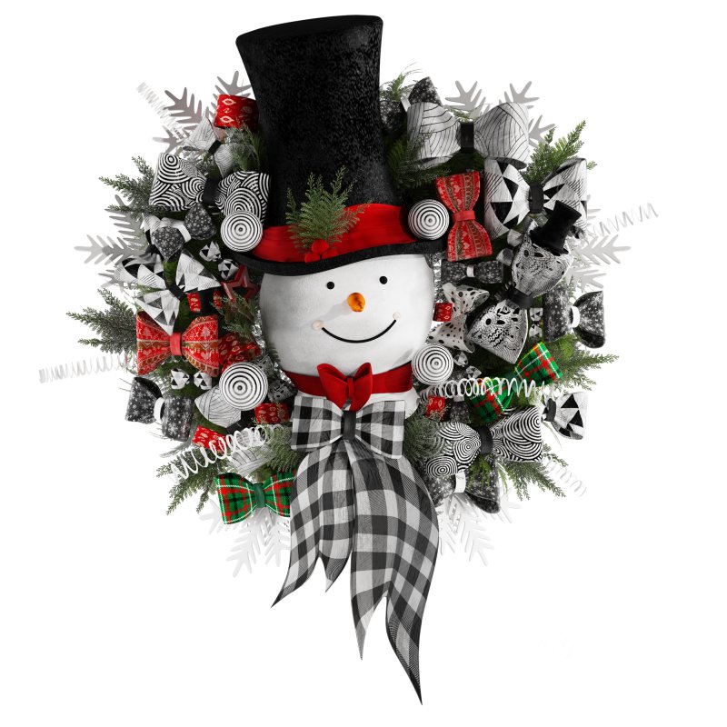 Snowman Wearth Christmas Decor Image 1