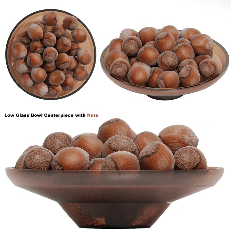 Low Glass Bowl Centerpiece with Nuts Image 1
