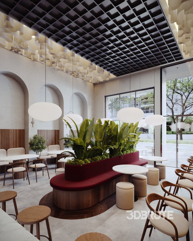 Coffee Shop 3D Model – Interior & Exterior | 3ds Max + Corona Renderer Image 7