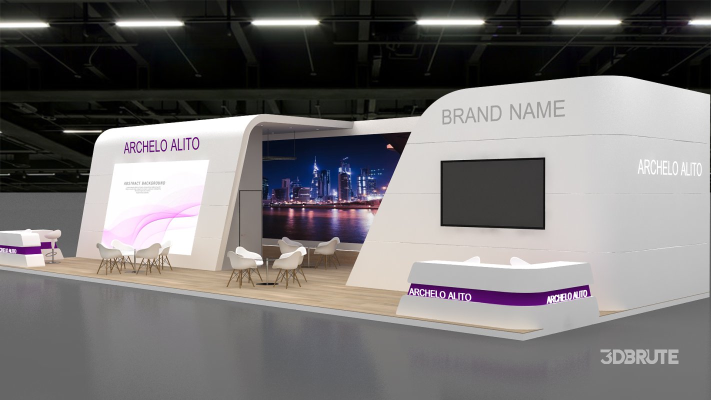 exhibition booth stand 3d Model Image 2
