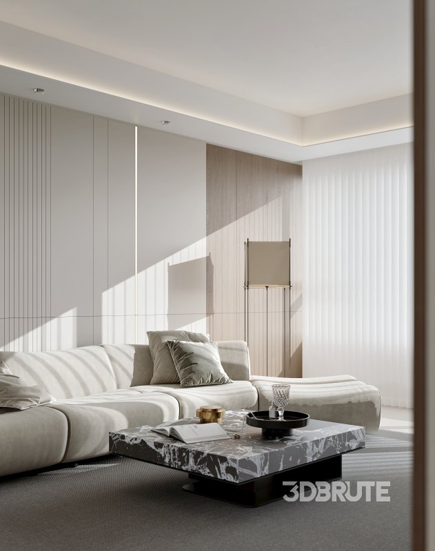 Modern living room and dining room interior scene Image 6