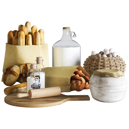 A bag of bread with milk and egg