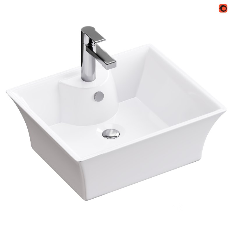 Square Countertop Vessel Bathroom Sink Image 1