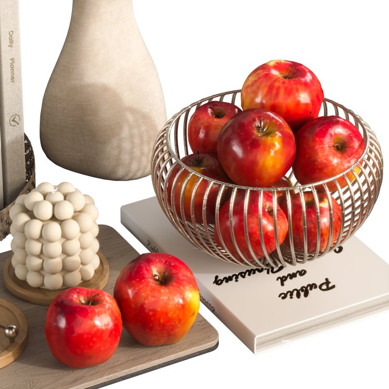 Decorative Set with Apples and Flowers 03 Image 2