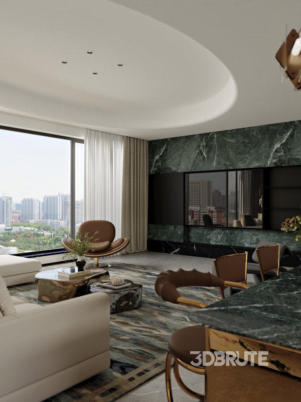 Luxurious living room and dining room Image 2