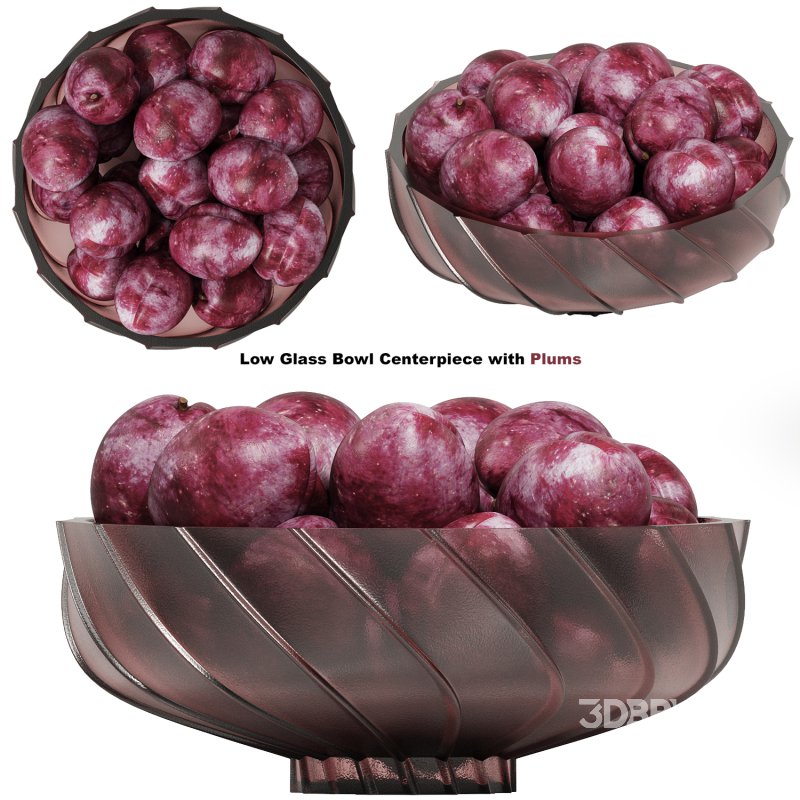 Low Glass Bowl Centerpiece with Plums Image 1
