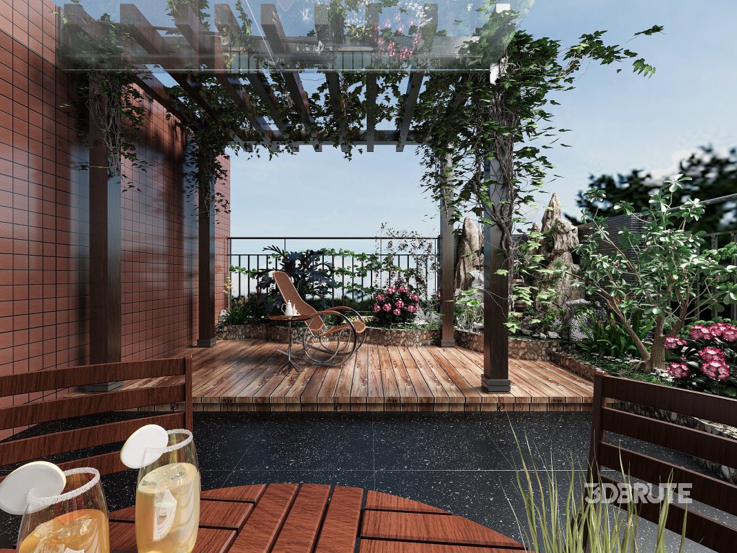 Modern garden courtyard Image 1