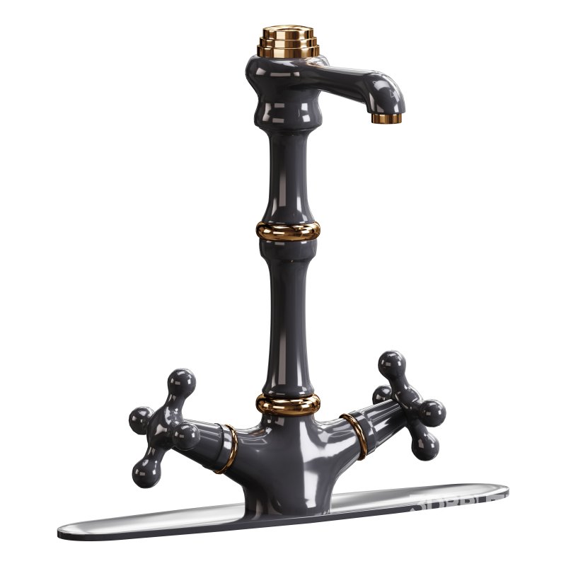 Kitchen Faucet Vintage White Cross 2 Handles Single Hole Image 2