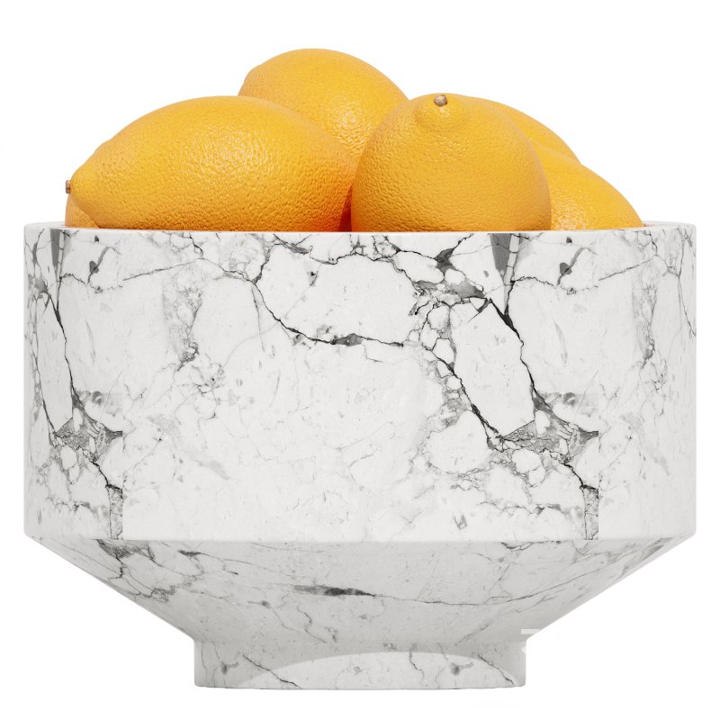 Marble Fruit Bowl with Lemons Image 4