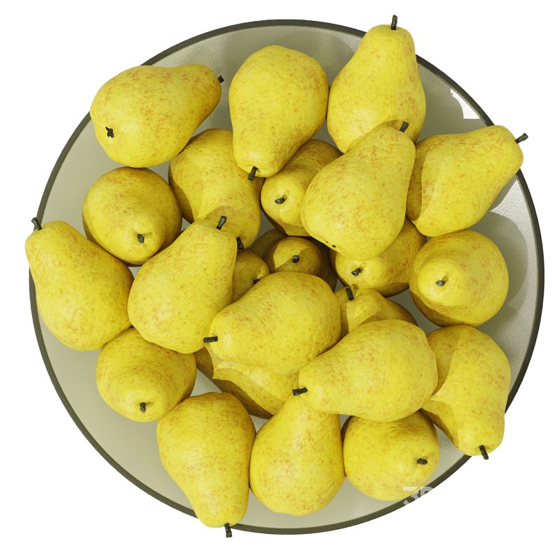 Low Glass Bowl Centerpiece with Pears Image 3