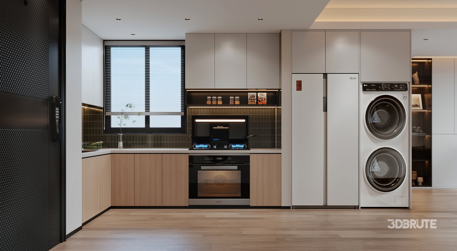 Modern living and dining room kitchen Image 2