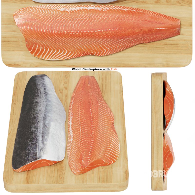 Wood Centerpiece with Fish Image 1