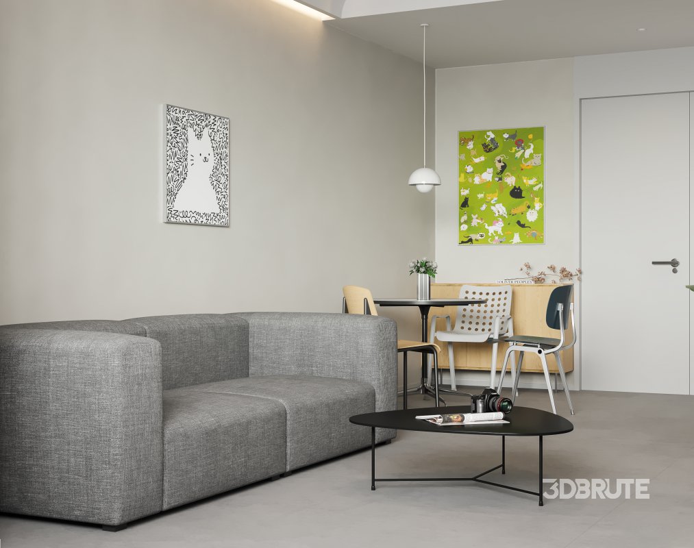 Modern living room and dining room interior scene Image 7