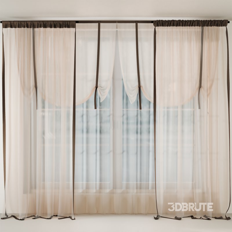 Tulle Curtain w Decorative Edging 061 Image 1