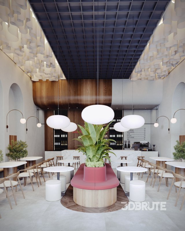 Coffee Shop 3D Model – Interior & Exterior | 3ds Max + Corona Renderer Image 6