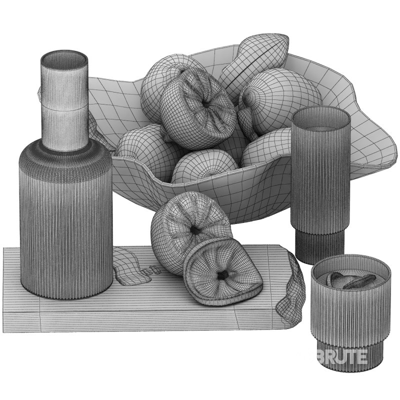 decoration set with ripple water carafe with bowl of lemons Image 4