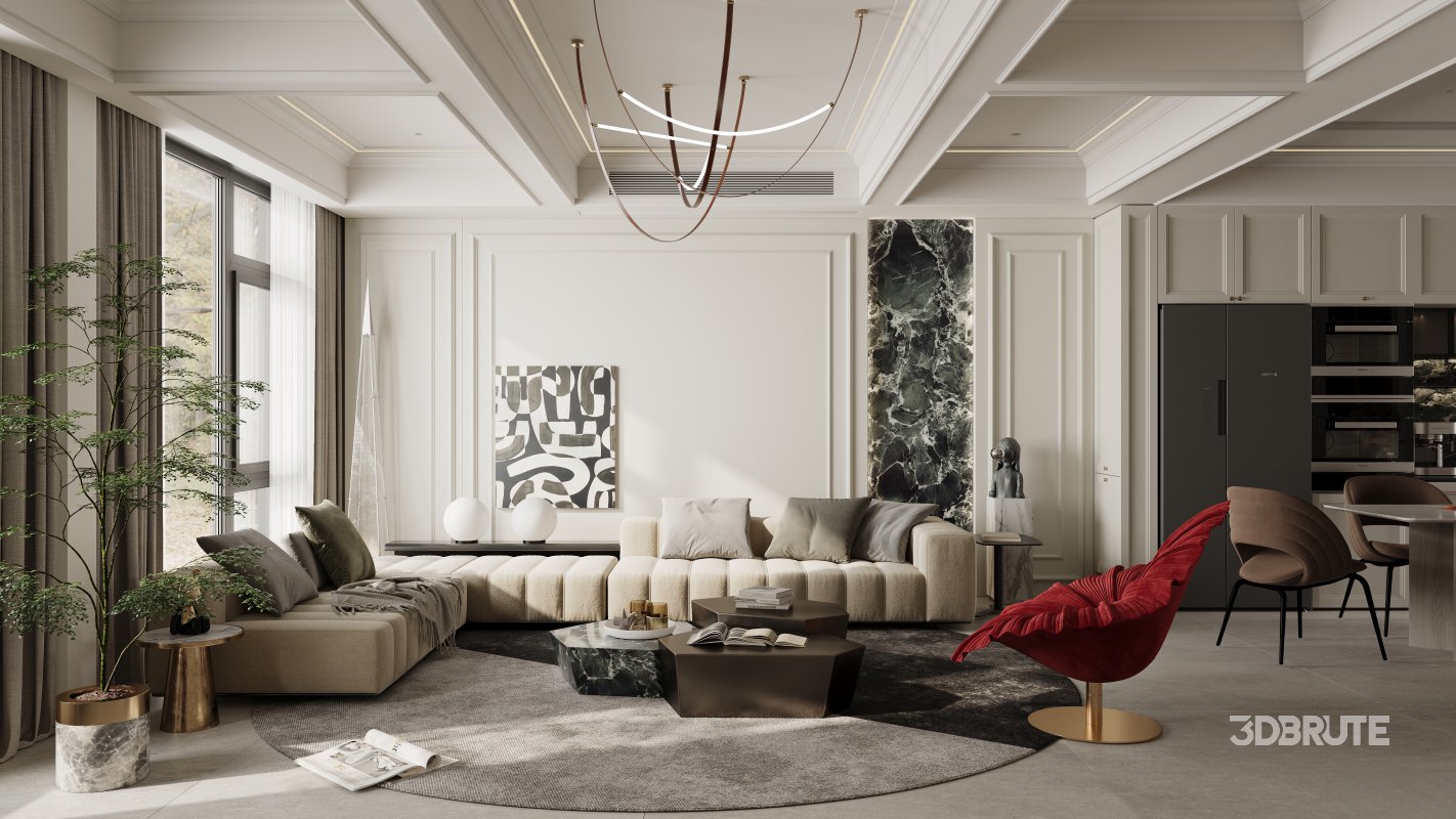 Luxurious living room and dining room Image 2