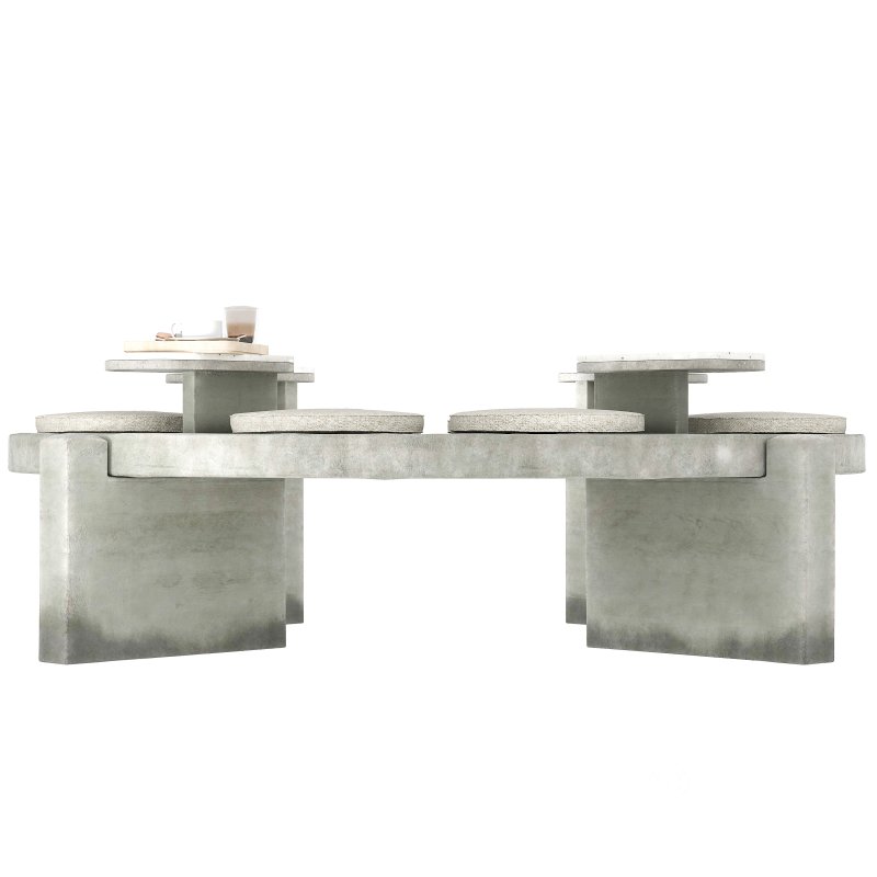 Round concrete bench for street cafe Image 3