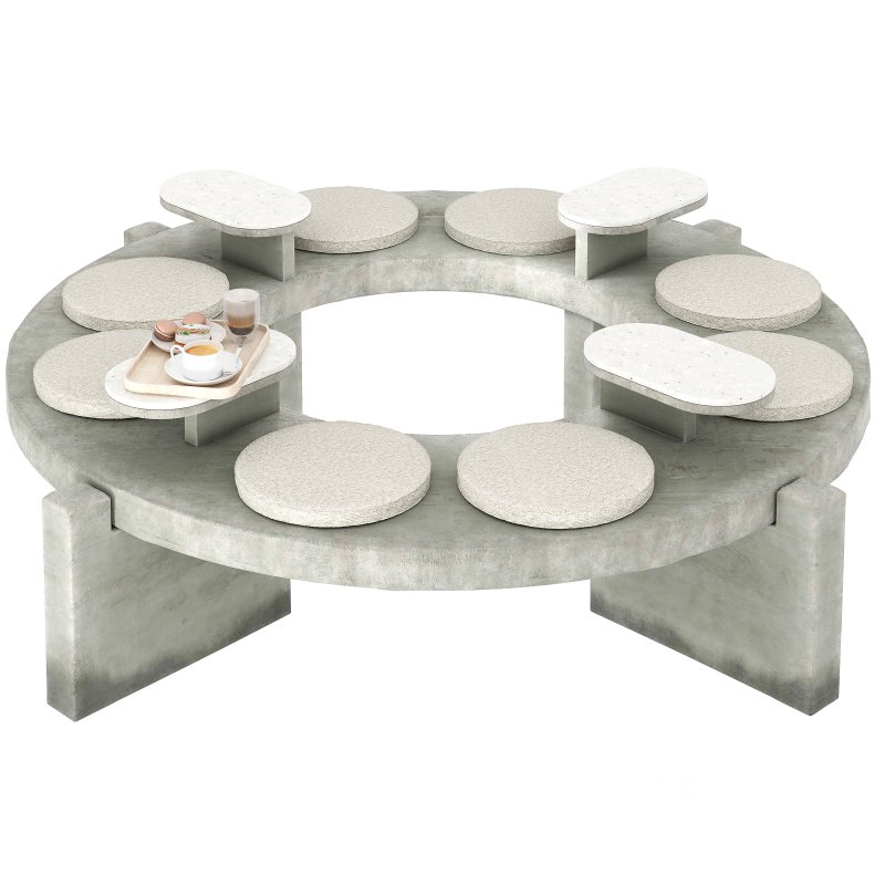 Round concrete bench for street cafe Image 1