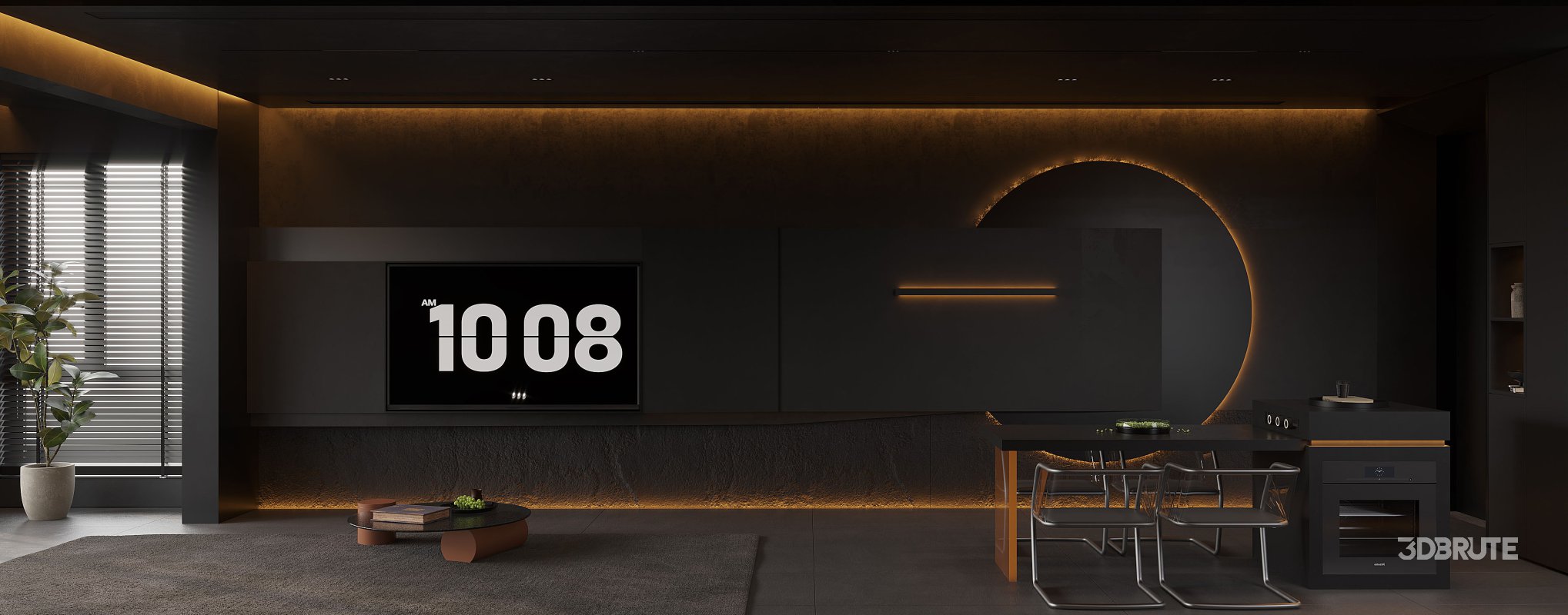 Dark living room and dining room Image 3