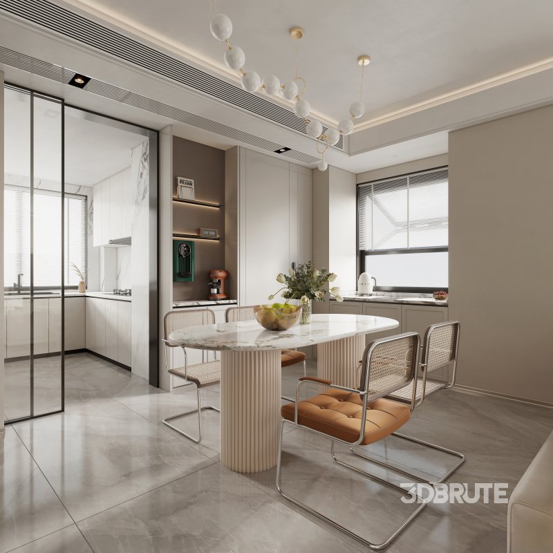 Modern living room and dining room interior scene Image 3