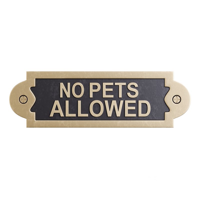 Solid Brass Sign No Pets Allowed Image 2
