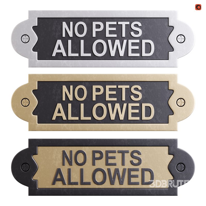 Solid Brass Sign No Pets Allowed Image 1